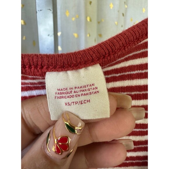 Levi's Women's 100% Cotton Stripe Short Sleeve Britt Snap Front Ribbed Top XS - Picture 6 of 8